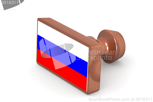 Image of Wooden stamp with Russia flag