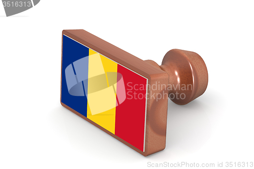 Image of Wooden stamp with Romania flag