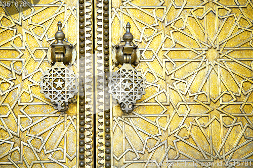 Image of     morocco in gold star wood  facade home and safe padlock 