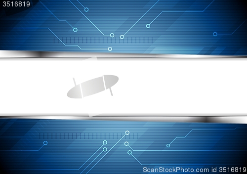 Image of Tech striped background with circuit board elements
