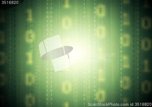 Image of Green binary system code vector background. Gradient mesh included