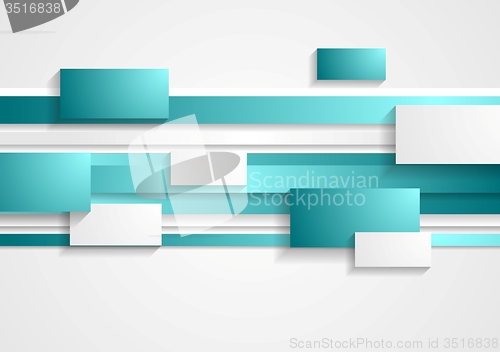 Image of Cyan and white rectangles and stripes. Tech background