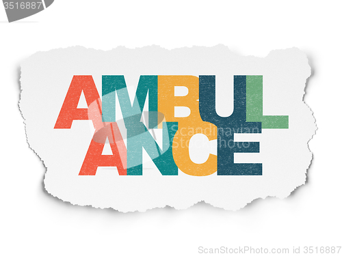 Image of Health concept: Ambulance on Torn Paper background