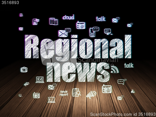 Image of News concept: Regional News in grunge dark room