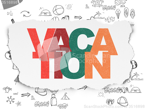 Image of Travel concept: Vacation on Torn Paper background