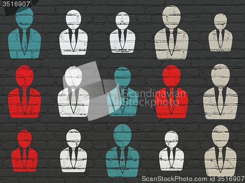 Image of Law concept: Business Man icons on wall background