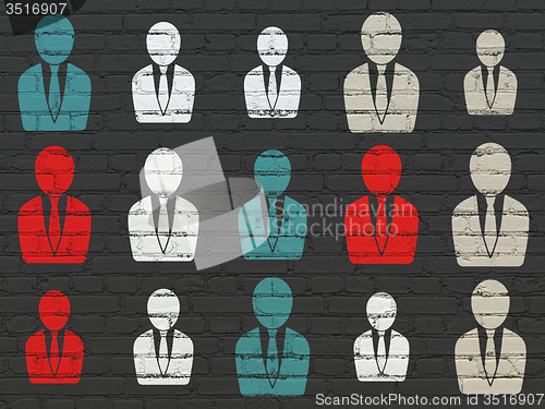 Image of Law concept: Business Man icons on wall background