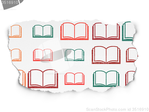 Image of Science concept: Book icons on Torn Paper background