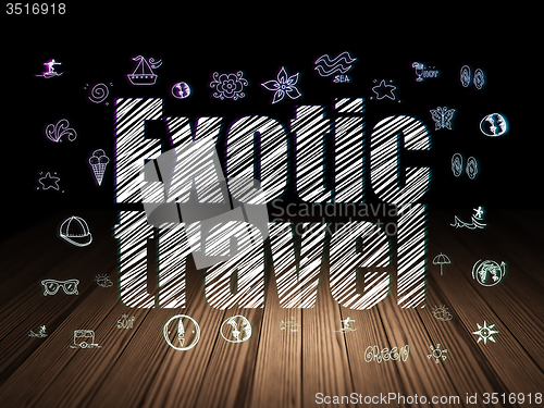Image of Vacation concept: Exotic Travel in grunge dark room
