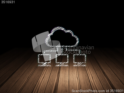 Image of Cloud computing concept: Cloud Network in grunge dark room