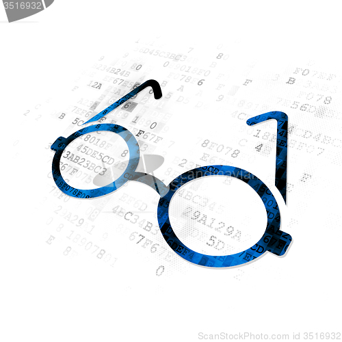 Image of Learning concept: Glasses on Digital background