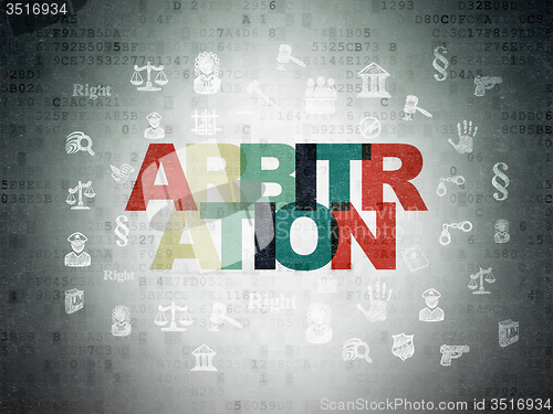 Image of Law concept: Arbitration on Digital Paper background