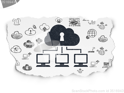 Image of Cloud computing concept: Cloud Network on Torn Paper background