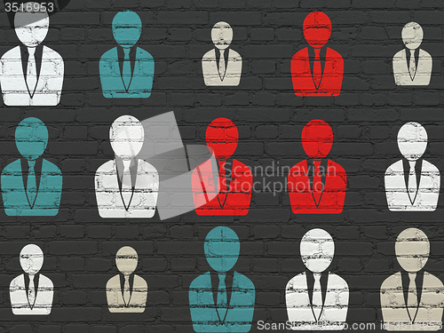 Image of News concept: Business Man icons on wall background