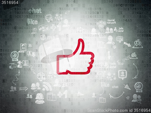 Image of Social network concept: Thumb Up on Digital Paper background
