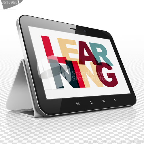 Image of Studying concept: Tablet Computer with Learning on  display