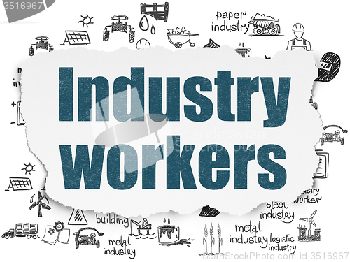 Image of Industry concept: Industry Workers on Torn Paper background