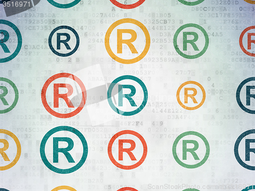 Image of Law concept: Registered icons on Digital Paper background