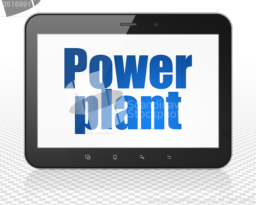 Image of Industry concept: Tablet Pc Computer with Power Plant on display