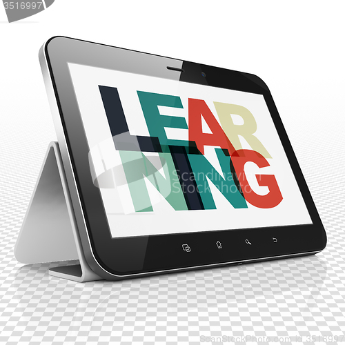 Image of Learning concept: Tablet Computer with Learning on  display