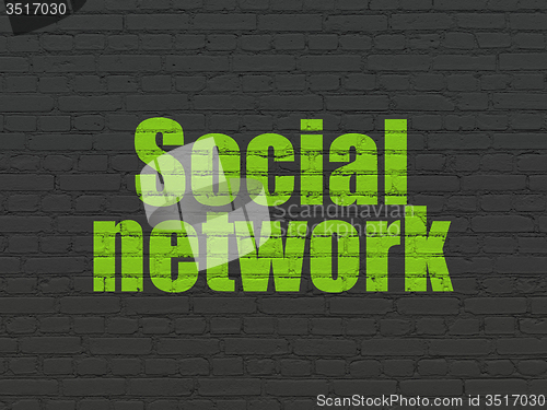 Image of Social network concept: Social Network on wall background