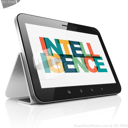 Image of Studying concept: Tablet Computer with Intelligence on  display