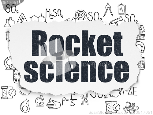 Image of Science concept: Rocket Science on Torn Paper background