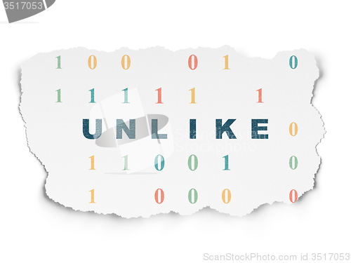 Image of Social network concept: Unlike on Torn Paper background