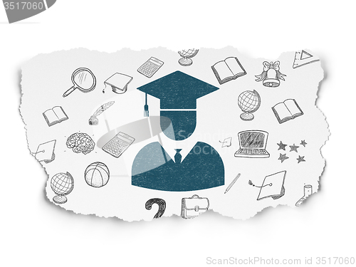 Image of Education concept: Student on Torn Paper background