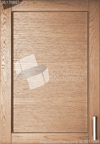 Image of Wooden door of wardrobe in kitchen