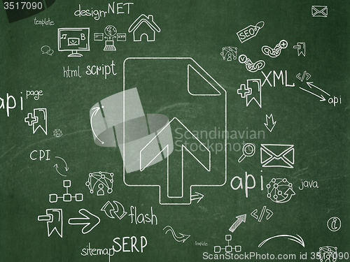 Image of Web design concept: Upload on School Board background