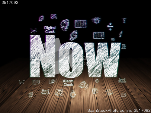 Image of Timeline concept: Now in grunge dark room