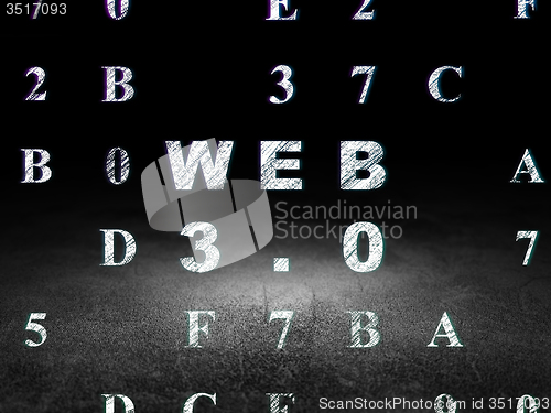 Image of Web design concept: Web 3.0 in grunge dark room