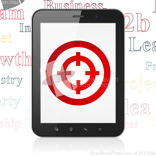 Image of Business concept: Tablet Computer with Target on display