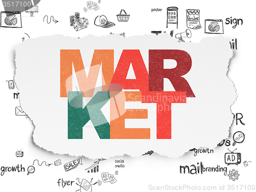 Image of Advertising concept: Market on Torn Paper background