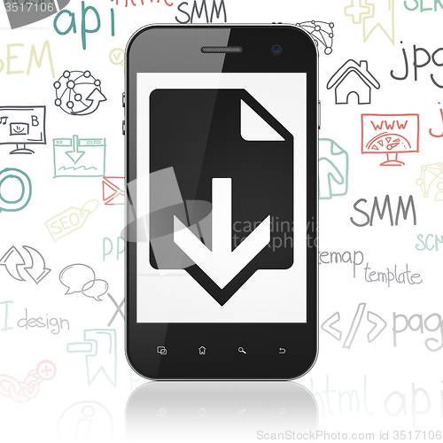 Image of Web development concept: Smartphone with Download on display