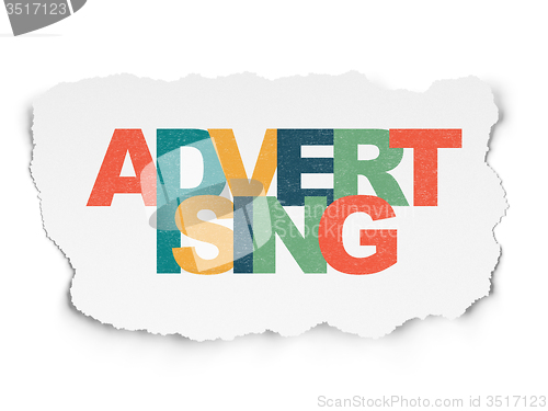 Image of Marketing concept: Advertising on Torn Paper background