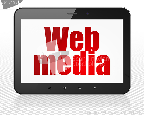 Image of Web design concept: Tablet Pc Computer with Web Media on display