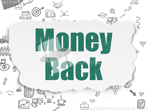 Image of Business concept: Money Back on Torn Paper background