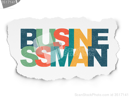 Image of Finance concept: Businessman on Torn Paper background