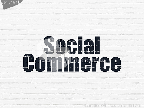Image of Advertising concept: Social Commerce on wall background