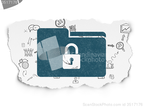 Image of Business concept: Folder With Lock on Torn Paper background