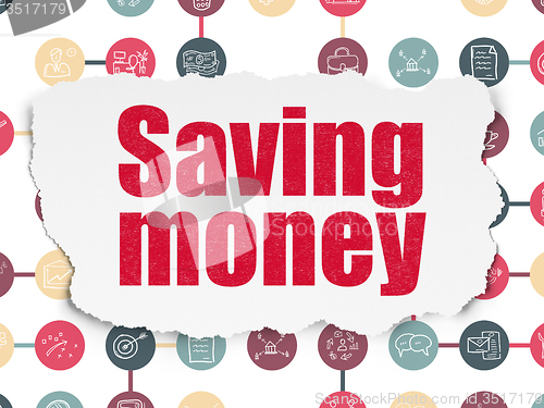 Image of Business concept: Saving Money on Torn Paper background