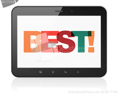 Image of Business concept: Tablet Computer with Best! on  display
