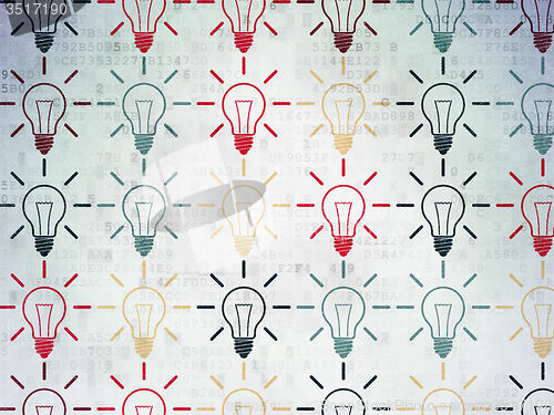 Image of Business concept: Light Bulb icons on Digital Paper background
