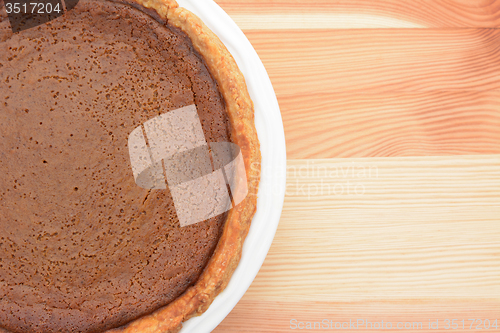 Image of Close-up of a pumpkin pie on a table