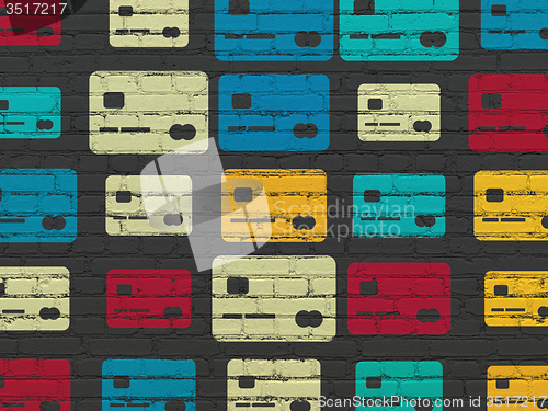 Image of Business concept: Credit Card icons on wall background