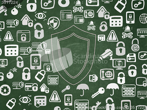 Image of Privacy concept: Shield on School Board background