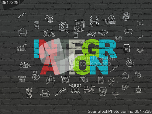 Image of Business concept: Integration on wall background