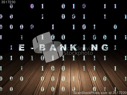 Image of Business concept: E-Banking in grunge dark room